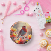 Bols En Carton Floral Orange Bird (Fête)