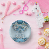 Bols En Carton Floral Orné Bleu (Fête)