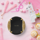 Bols En Carton Floral Orné Noir Or (Fête)