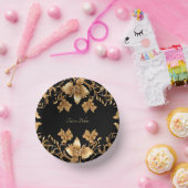 Bols En Carton Floral Orné Noir Or (Fête)