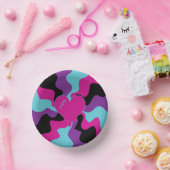 Bols En Carton Fonte cardiaque - rose, violet, bleu et noir (Fête)