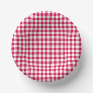 Bols En Carton Framboise Gingham Classique