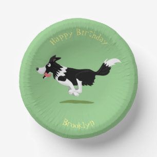 Bols En Carton Funny Border Collie chien en course dessin animé