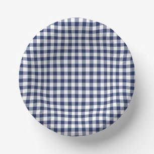 Bols En Carton Gingham Classique Bleu Nuit