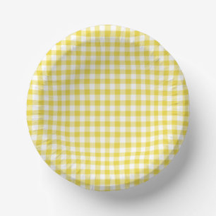 Bols En Carton Gingham Classique Jaune Doré