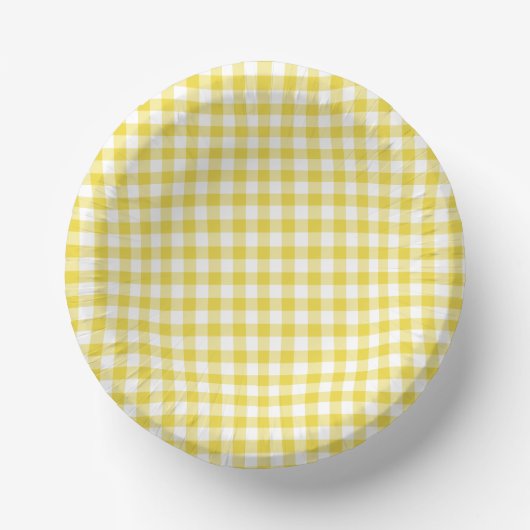 Bols En Carton Gingham Classique Jaune Doré (Recto)