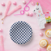 Bols En Carton Gingham Rétro Bleu Nuit (Fête)