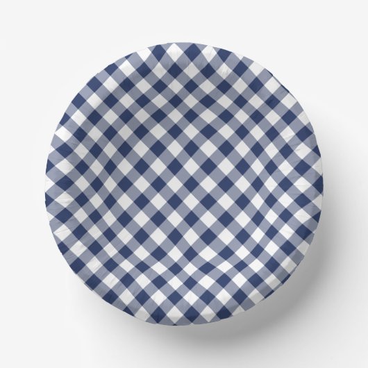 Bols En Carton Gingham Rétro Bleu Nuit (Recto)