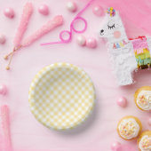 Bols En Carton Gingham Rétro Jaune Canari (Fête)