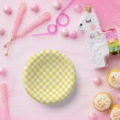 Bols En Carton Gingham Rétro Jaune Doré (Fête)