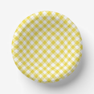 Bols En Carton Gingham Rétro Jaune Doré