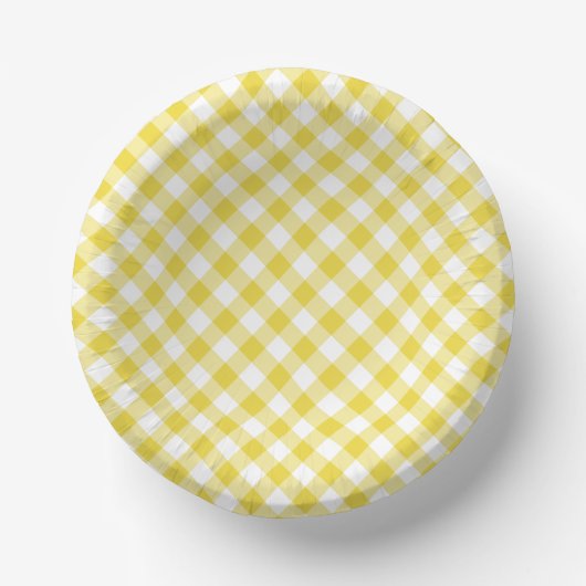 Bols En Carton Gingham Rétro Jaune Doré (Recto)
