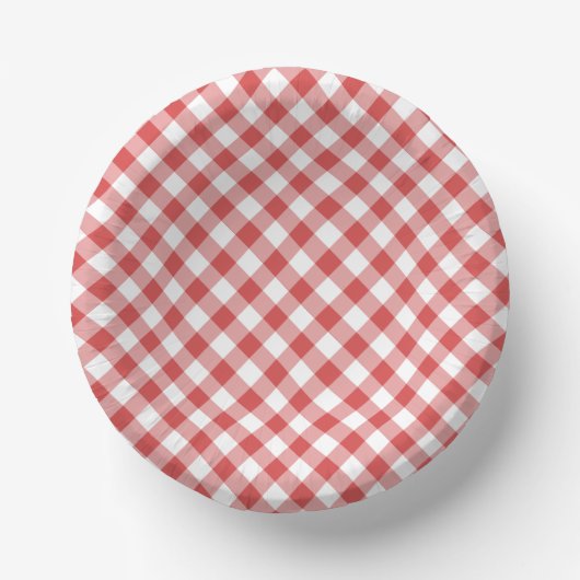 Bols En Carton Gingham Rétro Rouge Corail (Recto)