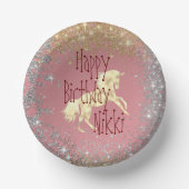 Bols En Carton Glittery Gold Unicorne Anniversaire (Recto)