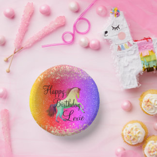 Bols En Carton Glittery Rainbow Unicorn Anniversaire