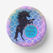 Glittery Starry Whimsical Unicorn Anniversaire Per