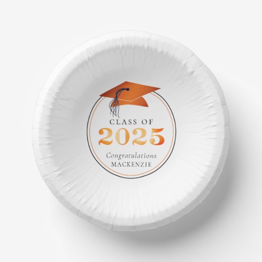 Bols En Carton Graduation 2025 Faux Metallic Orange Noir (Recto)