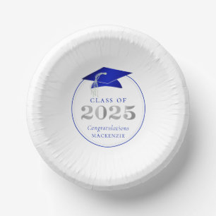 Bols En Carton Graduation 2025 Faux Metallic Royal Blue Argent