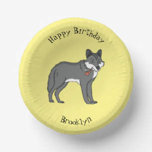 Bols En Carton Gray wolf with pipe cartoon