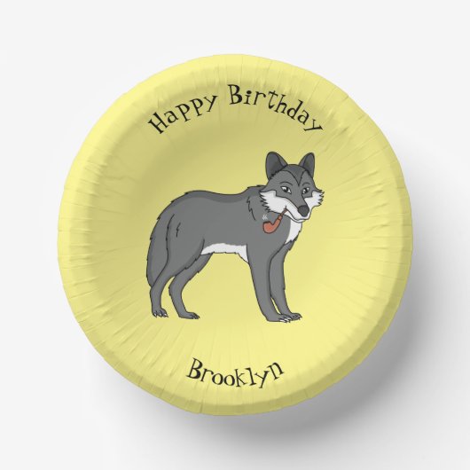 Bols En Carton Gray wolf with pipe cartoon (Recto)