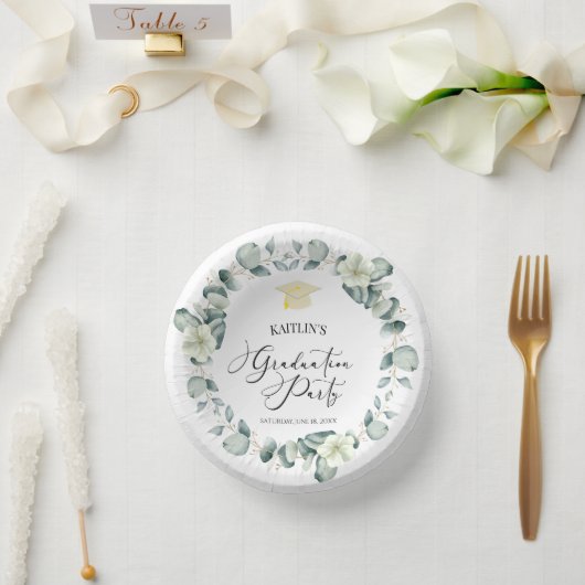 Bols En Carton Green Eucalyptus Botanical Graduical Party (Mariage)