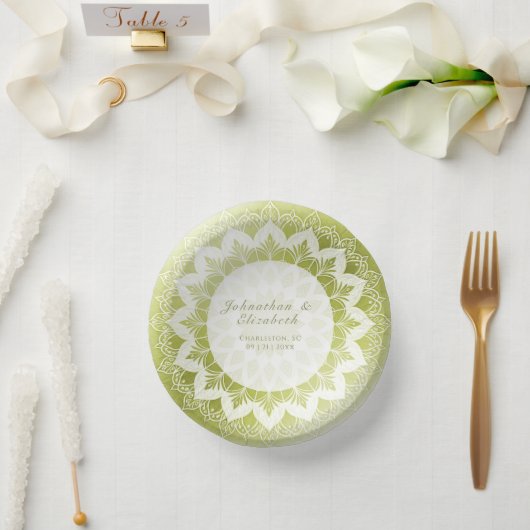 Bols En Carton Green Lace Mandala Wedding (Mariage)