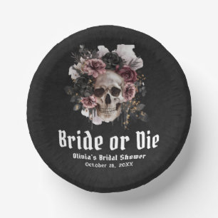 Bols En Carton Halloween Floral Skull Bride ou Fête des mariées d