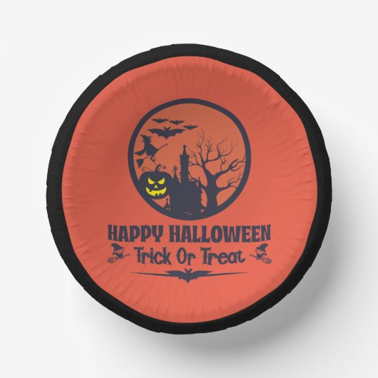 Bols En Carton Halloween Tricoter Ou Traiter (Recto)