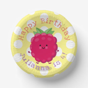 Bols En Carton Illustration de cartoon de framboise heureuse et m