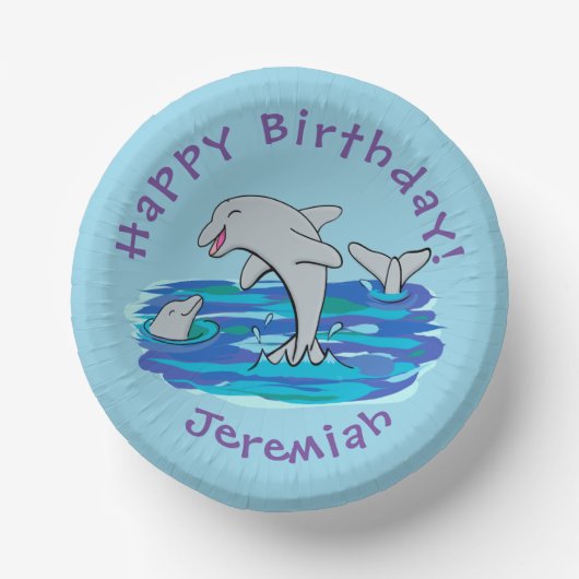 Bols En Carton Illustration de dauphins heureux adorables (Recto)