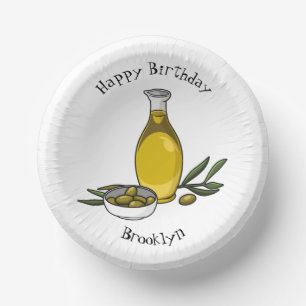 Bols En Carton Illustration d'huile d'olive