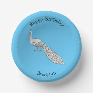 Bols En Carton Illustration d'oiseau de paon blanc