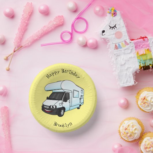 Bols En Carton Illustration d'un campervan heureux (Fête)