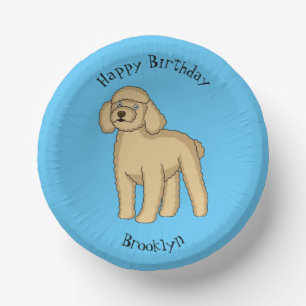 Bols En Carton Illustration d'un caniche brun joyeux