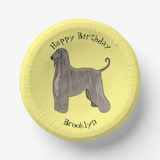 Bols En Carton Illustration d'un chien hound afghan (Recto)