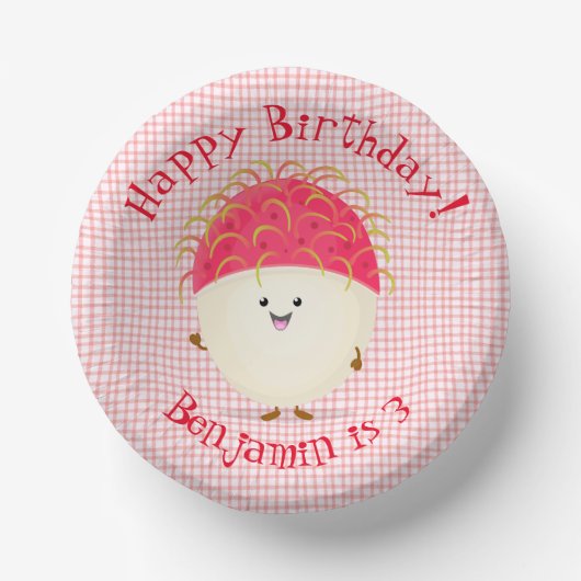 Bols En Carton Illustration mignon du ramboutan rose (Recto)