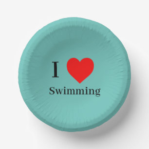 Bols En Carton J'aime Natation Typographie & Red Heart Mint Green