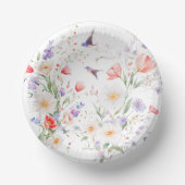 Bols En Carton Jardin de fête floral à l'aquarelle avec colibri (Recto)