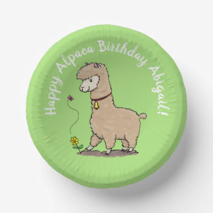 Bols En Carton Joli alpaca brun avec un papillon d'anniversaire e