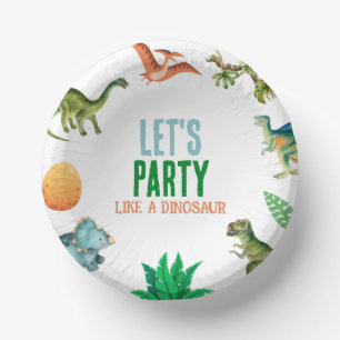 Bols En Carton Joli Dinosaure Plaques de fête d'anniversaire