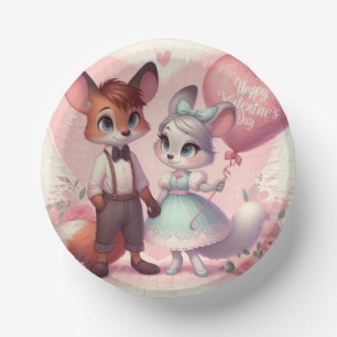 Bols En Carton Joli renard de caricature Saint Valentin