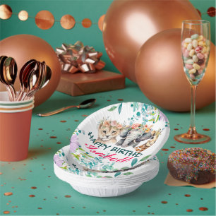 Bols En Carton Joli zoo floral jungle Animaux Anniversaire Bienve