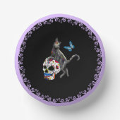 Bols En Carton Jour De La Morte Chat Crâne Sucre Et Papillon (Recto)