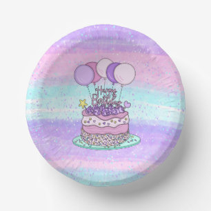 Bols En Carton Joyeuse fête d'anniversaire rose et violet