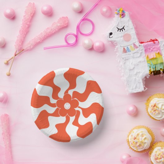 Bols En Carton Joyeuse marguerite rétro en orange et blanc (Fête)