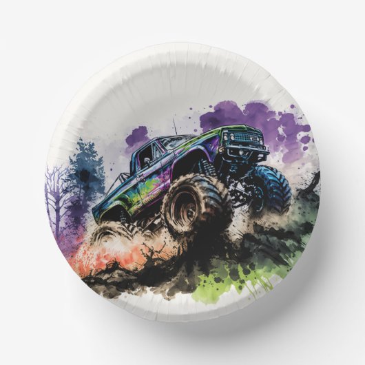 Bols En Carton Joyeux anniversaire Monster Truck Smash Crash Boy (Recto)