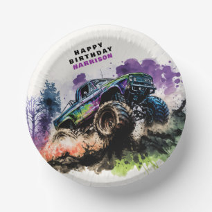 Bols En Carton Joyeux anniversaire Monster Truck Smash Crash Boy