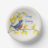 Bols En Carton Joyeux Anniversaire Rouge Bleu Branche Oiseaux Jol (Recto)