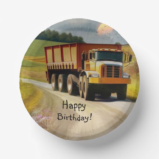 Bols En Carton Joyeux Camion de vidage d'anniversaire (Recto)