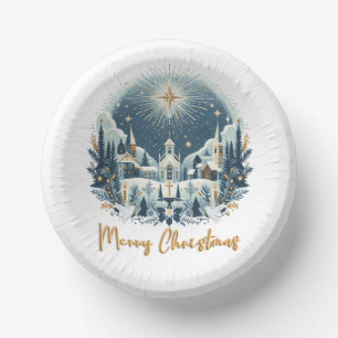 Bols En Carton Joyeux Noël bleu et or